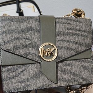 Michael Kors Green and Gold Crossbody Bag